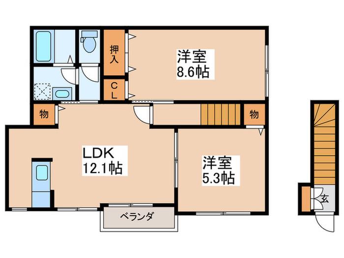 サンライフ伍番館(2LDK/2階)の間取り写真