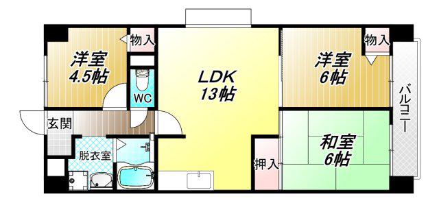 カーサ柴本(3LDK/3階)の間取り写真