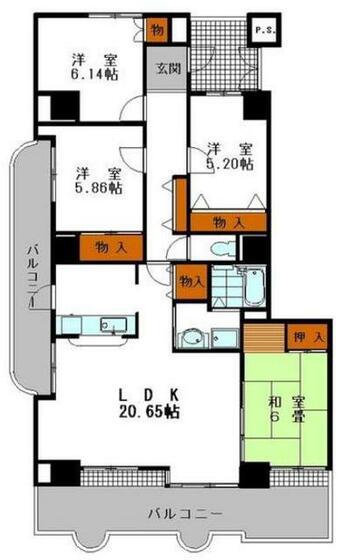 シャトゥ・ブランシェ(4LDK/7階)の間取り写真