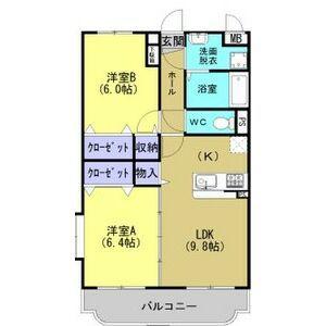 グリーンヒルズ(2LDK/5階)の間取り写真