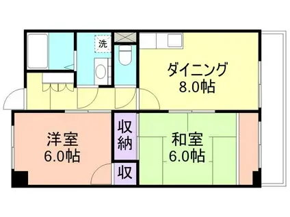 ルミエール参番館(2DK/4階)の間取り写真