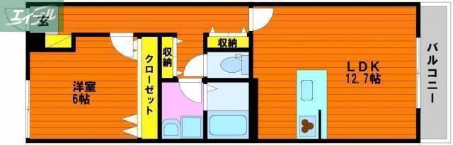 アルカンジュ高柳西町(1LDK/1階)の間取り写真