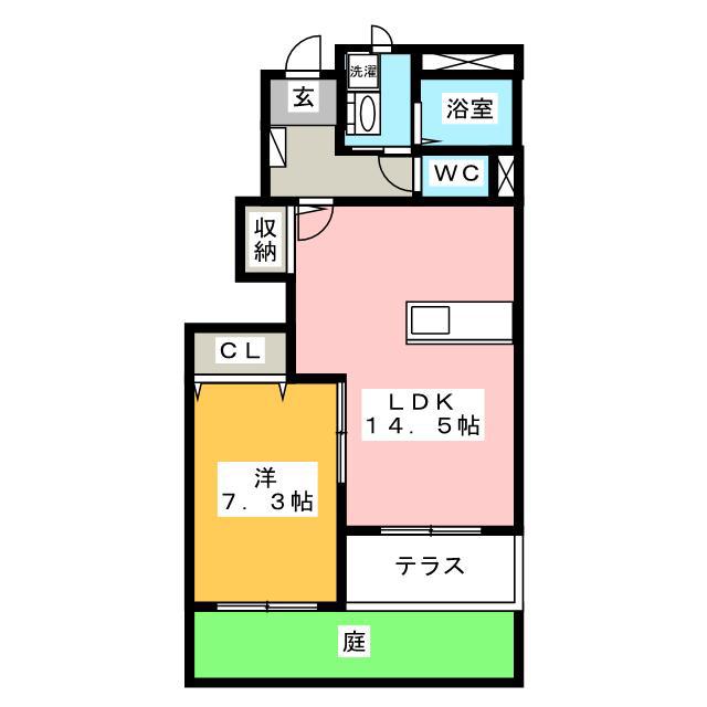 ネオ徳田A(1LDK/1階)の間取り写真