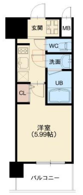 スプランディッド難波(1K/11階)の間取り写真