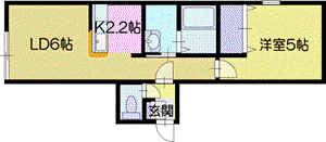 ルミエールサガノⅡ(1LDK/1階)の間取り写真