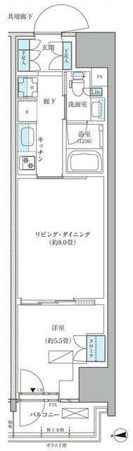 パークアクシス品川天王洲アイル(1LDK/7階)の間取り写真