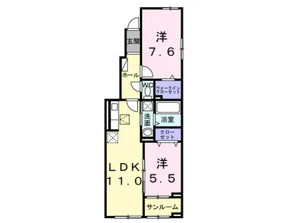 エリオス(2LDK/1階)の間取り写真