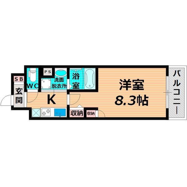 ブランシュ京橋(1K/6階)の間取り写真
