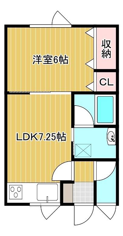 ハイツグリーン(1DK/2階)の間取り写真