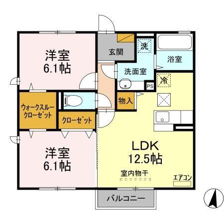 ルナ・ピエーナ(2LDK/1階)の間取り写真