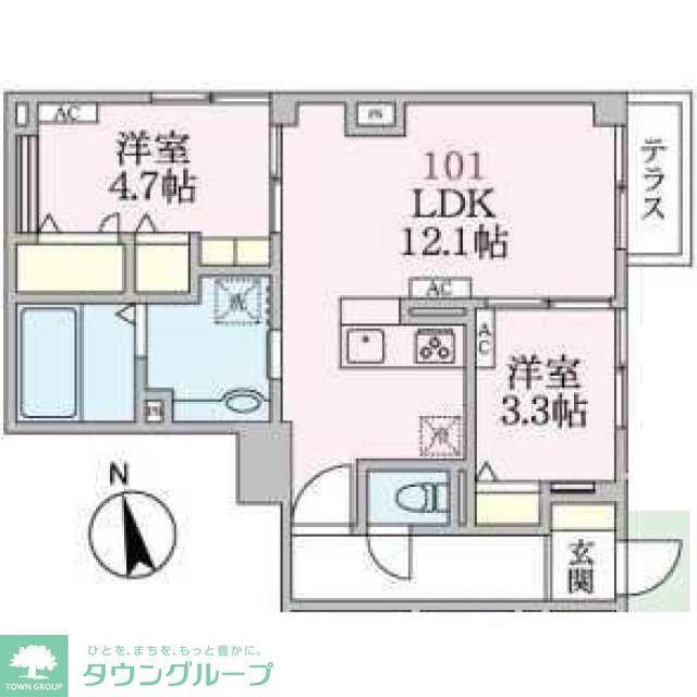 アローマ王子本町(2LDK/1階)の間取り写真