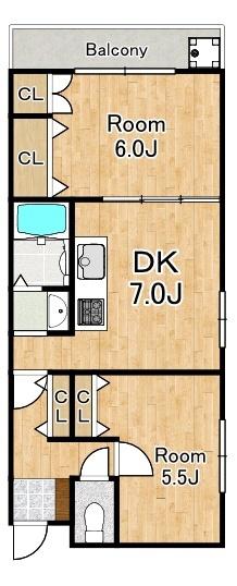 メゾン光彩(2DK/5階)の間取り写真