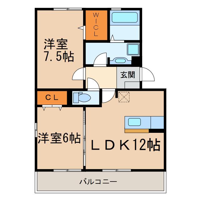 PREMIERVIOLET(2LDK/1階)の間取り写真