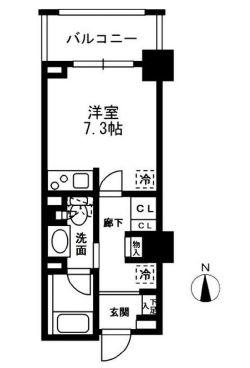 レジディア中落合B棟(ワンルーム/1階)の間取り写真