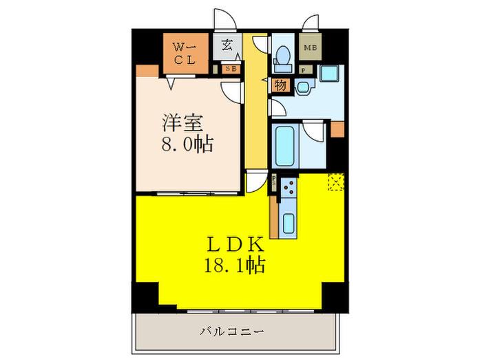 フレール江坂レジデンシャル(1LDK/5階)の間取り写真