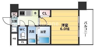エスリード大阪梅田リュクス(1K/5階)の間取り写真