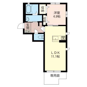 ソレイユ(1LDK/1階)の間取り写真