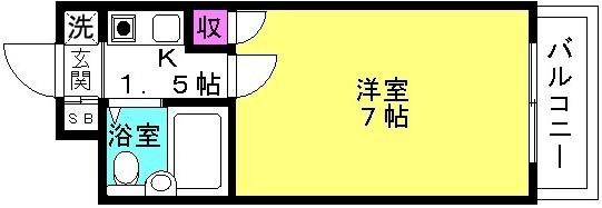 プレアール東加古川(ワンルーム/2階)の間取り写真