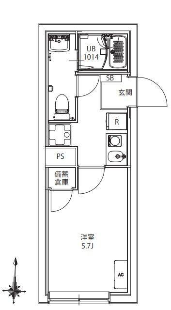 CITYWALK御殿山GRANDE(1K/2階)の間取り写真