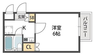 神戸リブプレイス深江南(1K/1階)の間取り写真