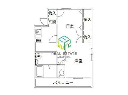 ソルトテラス塩屋(2K/2階)の間取り写真