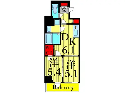 アイル ノヴェル駒込(2DK/7階)の間取り写真