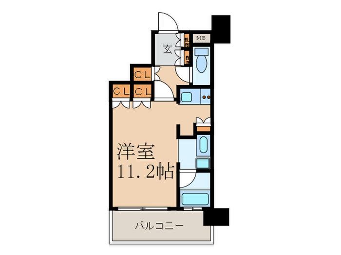 セイル江坂公園(ワンルーム/9階)の間取り写真