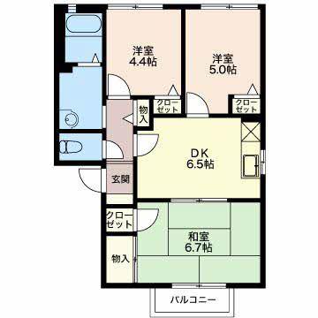 コーポ潮鳴(3DK/2階)の間取り写真