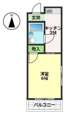 シングルハイツ II(1K/2階)の間取り写真