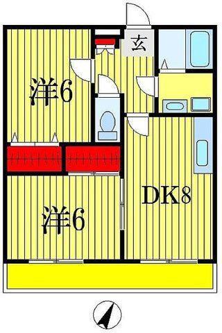 パナタウン白旗I(2DK/1階)の間取り写真