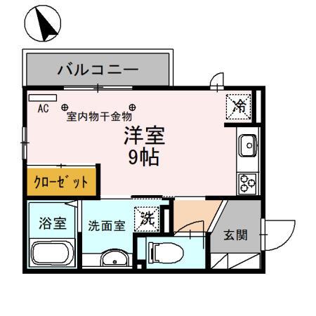 アールプレジールJ(ワンルーム/2階)の間取り写真