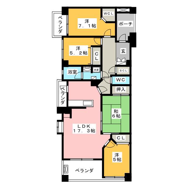 アーサー小笹ヒルズレジデンス(4LDK/2階)の間取り写真