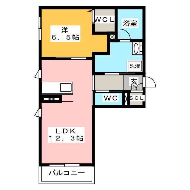 リオリエント六条(1LDK/3階)の間取り写真