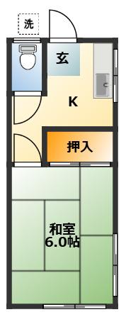 コーポ豊田(1K/2階)の間取り写真