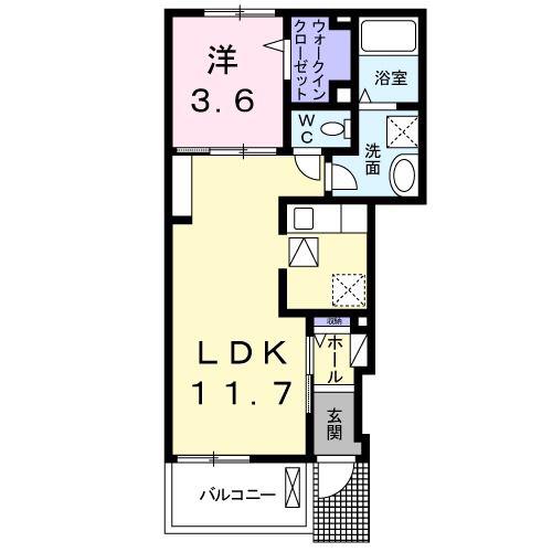 プレジール II(1LDK/1階)の間取り写真