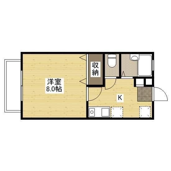 ブルーダイアモンド A棟(1K/2階)の間取り写真