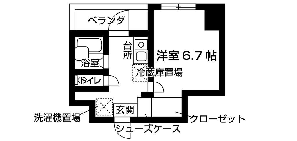カラーブリア(1K/3階)の間取り写真