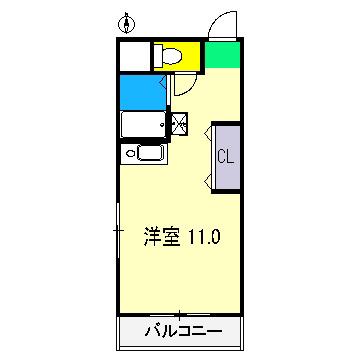 リヴィエラ天神(ワンルーム/3階)の間取り写真