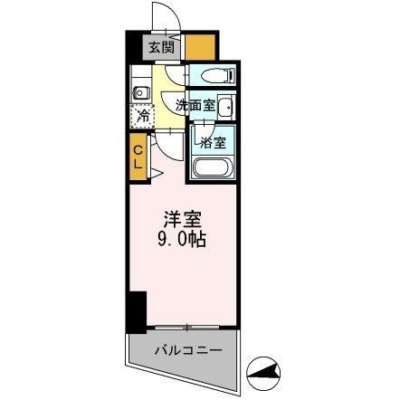 カスタリアタワー肥後橋(1K/14階)の間取り写真