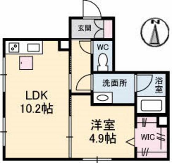 シャーメゾン フォルティス(1LDK/1階)の間取り写真
