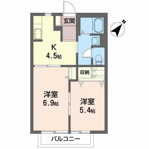 シェーネスハイムA(2K/1階)の間取り写真