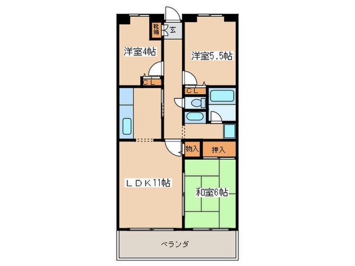センターヒルズ21壱番館(3LDK/1階)の間取り写真