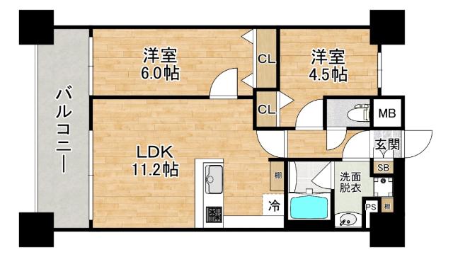 セレッソコート リバーサイドOSAKA(2LDK/14階)の間取り写真
