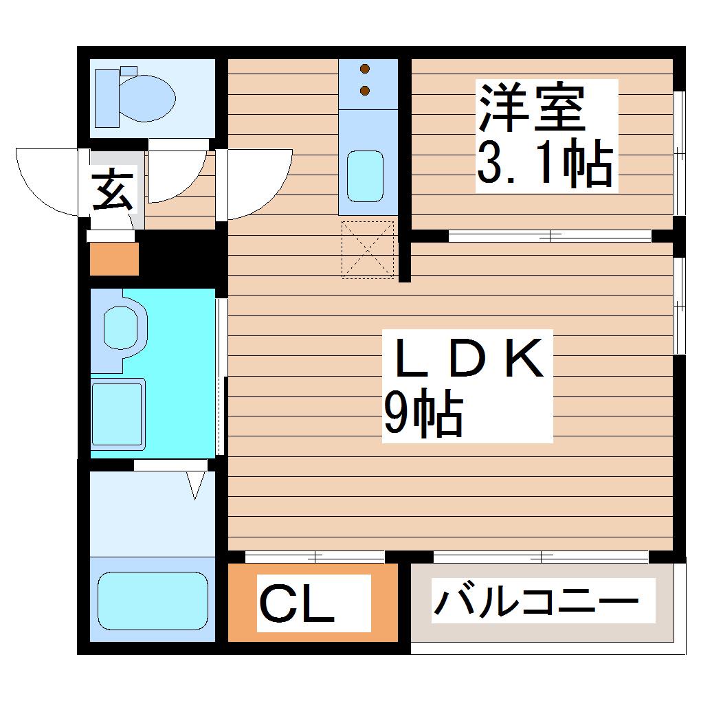 REGALEST宮城野原(1LDK/2階)の間取り写真