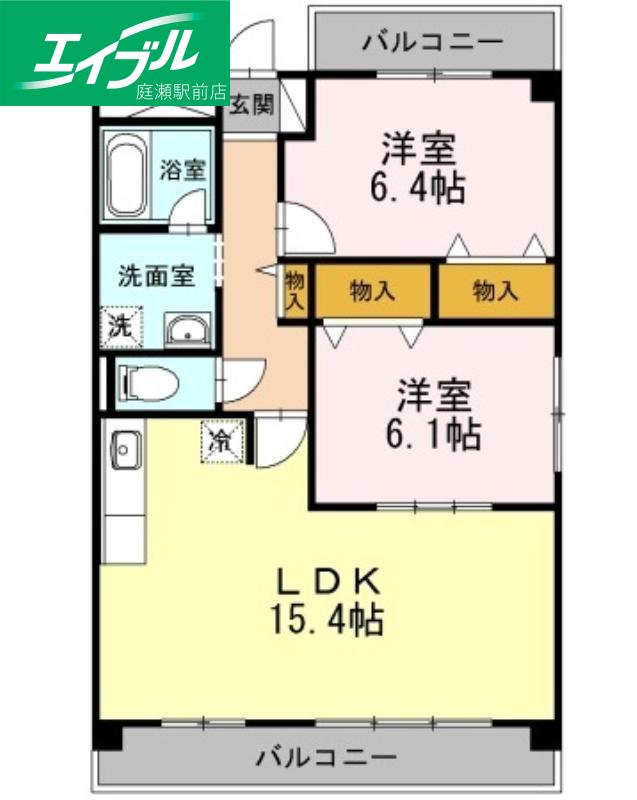 K-CITY葦高(2LDK/2階)の間取り写真