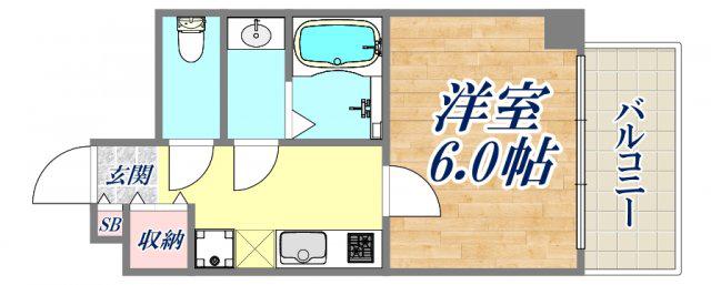 クオーレ三宮弐番館(1K/8階)の間取り写真