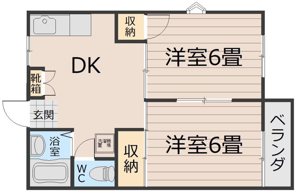 東郷サンハイツ(2DK/2階)の間取り写真
