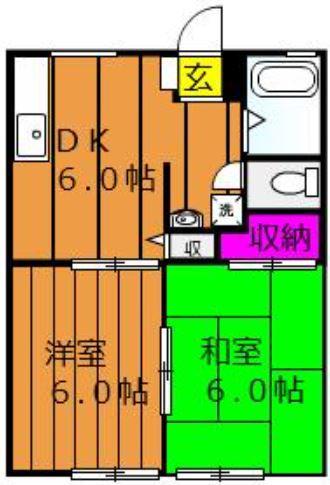 ＪＲ吉備線 東総社駅 徒歩11分 2階建 築38年(2DK/2階)の間取り写真