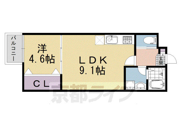 MORE五条II(1LDK/1階)の間取り写真