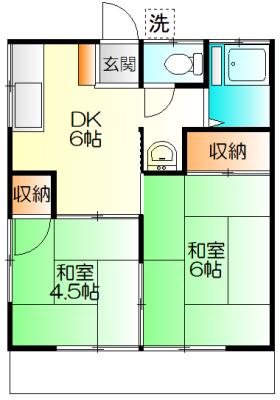 つばき荘(2DK/1階)の間取り写真